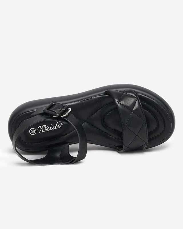 OUTLET Sandale de damă din piele ecologică cu pană matlasată în Baloui negru. Încălţăminte