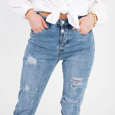 Blugi albaștri rupti pentru femei - Îmbrăcăminte