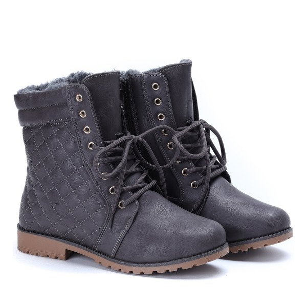 Szare workery z pikowanym wykończeniem Marlenne- Obuwie