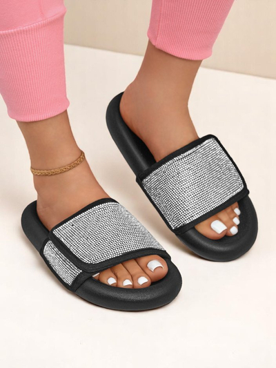 Royalfashion Damskie klapki na płaskiej podeszwie Sparkle Step
