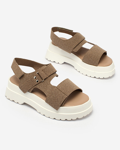 Royalfashion Sandale de damă maro închis cu talpă solidă Rederis