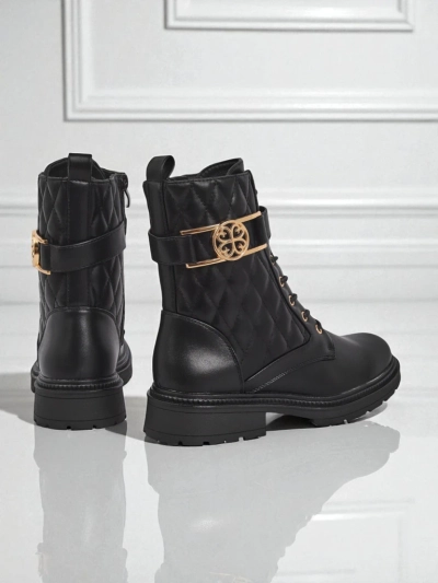 Botine matlasate de damă din piele ecologică Sable Rose