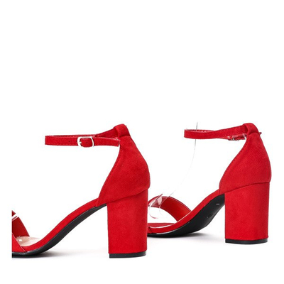 Sandały czerwone z eko-skóry na słupku Cefalia - Obuwie