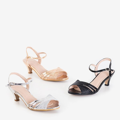 Sandale de dama argintii cu toc mic Fererre - Pantofi