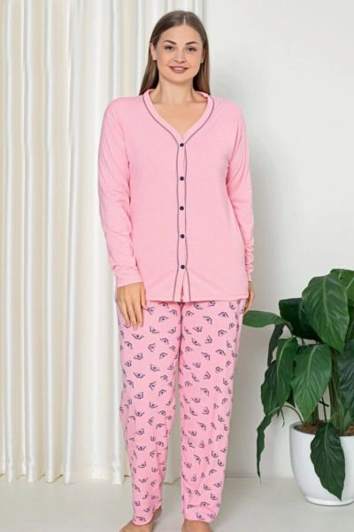 Royalfashion Pijama din două piese pentru femei din bumbac MĂRIME MARE