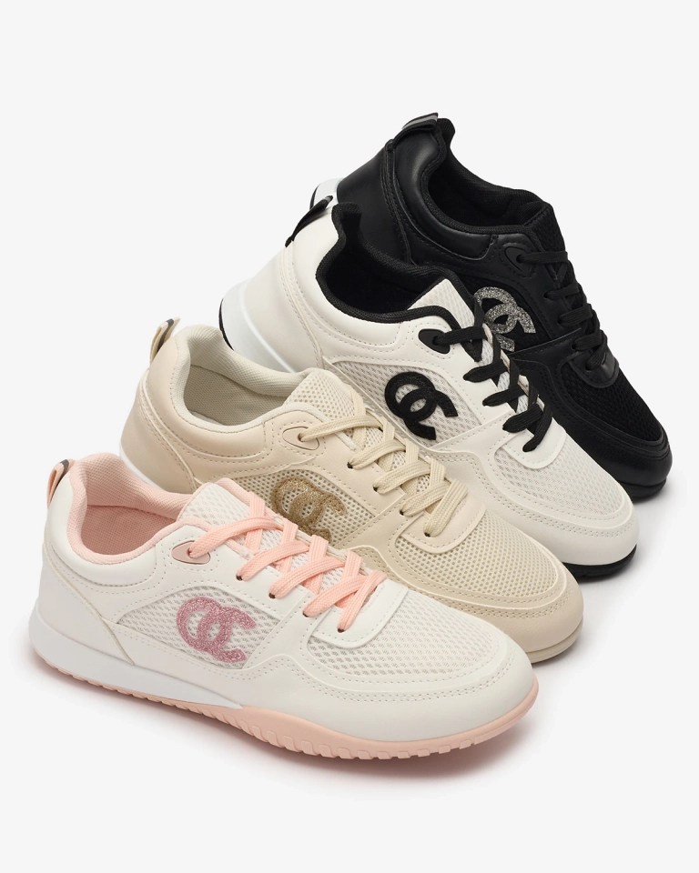 Pantofi sport de damă albi și negri Bofiale- Footwear