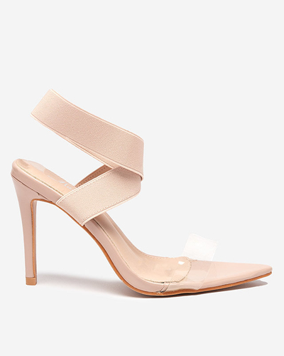 OUTLET Sandale de dama cu toc stiletto in bej Koala - Incaltaminte