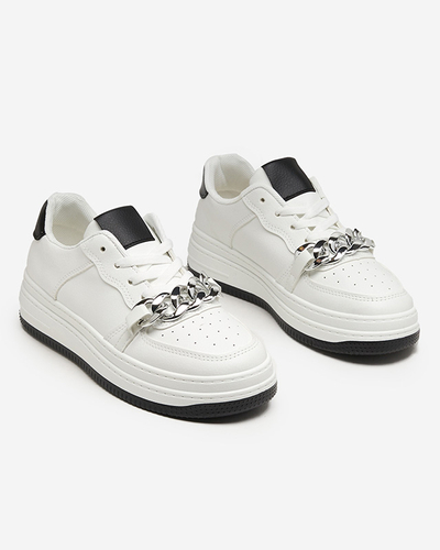 Pantofi sport alb-negru pentru femei adidasi cu lant Nevito - Incaltaminte