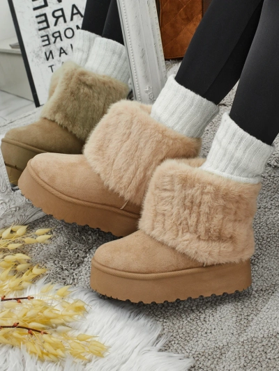 Ghete tip snowboots de damă cu blană artificială Irelle