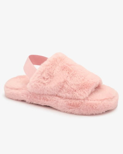 Royalfashion Papuci de blană pentru femei roz Nabres