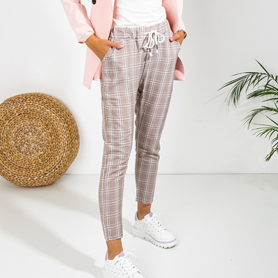 Pantaloni damier 7/8 damă maro - Îmbrăcăminte