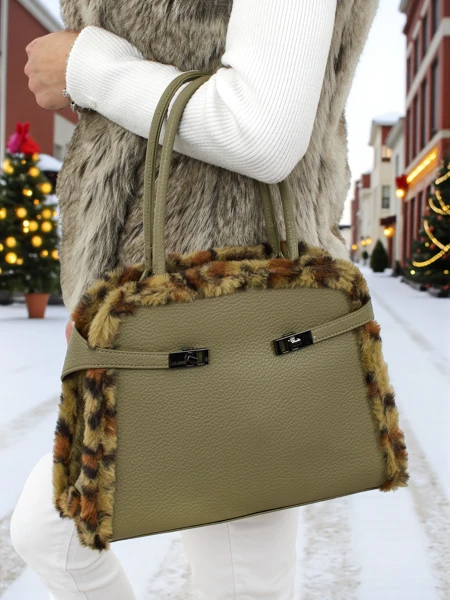 Geantă mică de damă din piele ecologică cu imprimeu de panteră Panthory