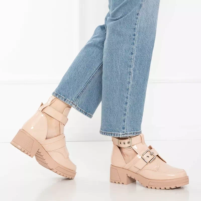 OUTLET Cizme dama bej cu relief Lerika - Incaltaminte