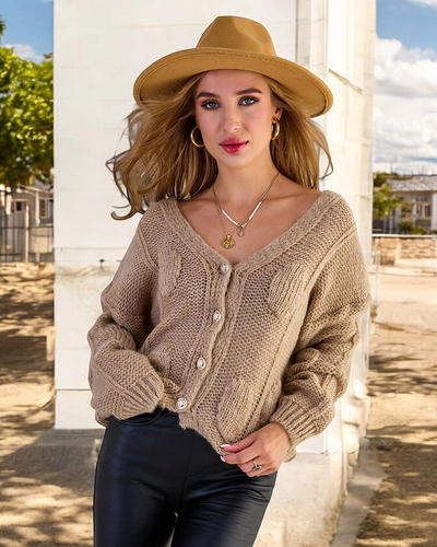 Royalfashion Pulover tricotat pentru femei cu nasturi