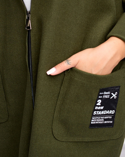 Jachetă de damă verde închis cu inscripții - Îmbrăcăminte