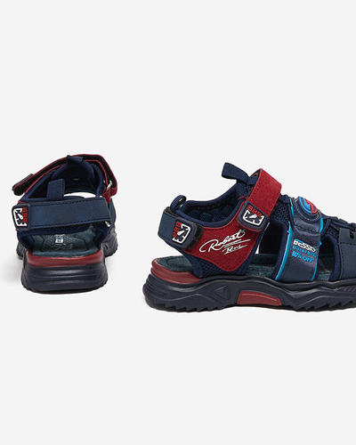 Sandale pentru băieți bleumarin și visiniu cu Velcro Roser-Footwear