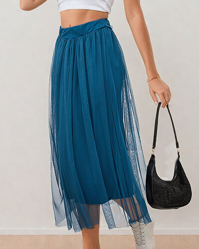 Royalfashion Fustă midi cu două straturi pentru femei