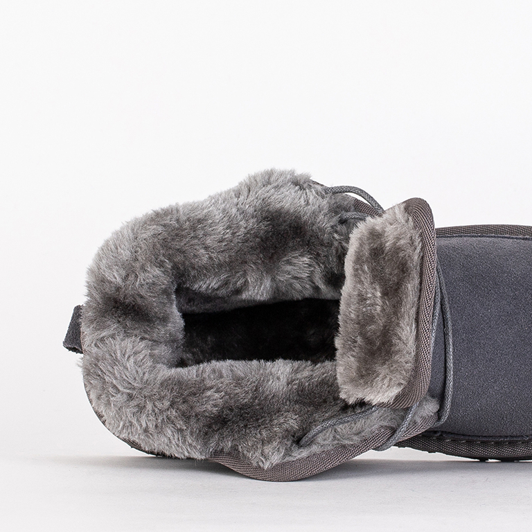 Ghete Dama Luna Gri Porumbel Piele Confortabile de Iarna