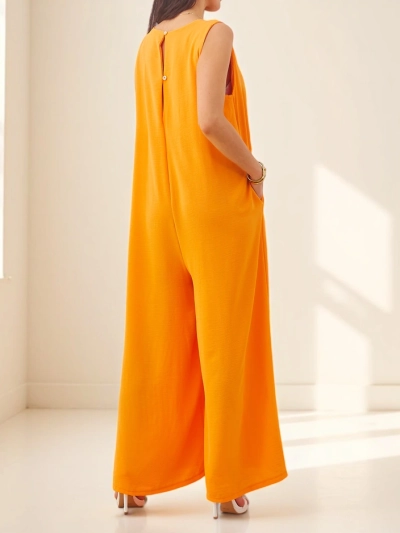 Callisto Orange Jumpsuit - Modern Viscose Elegance for Summer