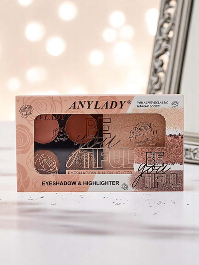 Paleta de 4 farduri de pleoape cu sclipici și iluminator Ruby Glamour