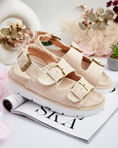 Royalfashion Sandale Lunnay eko de damă din piele de căprioară
