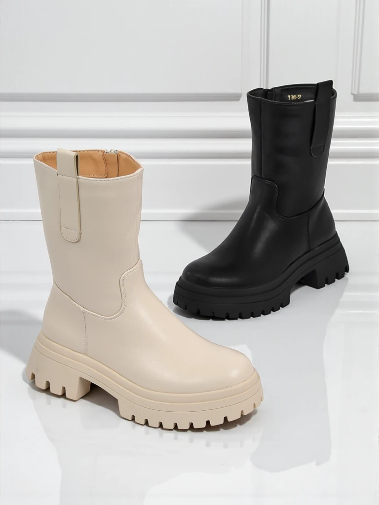 Wyższe botki damskie ze skóry ekologicznej Scarlet Mist