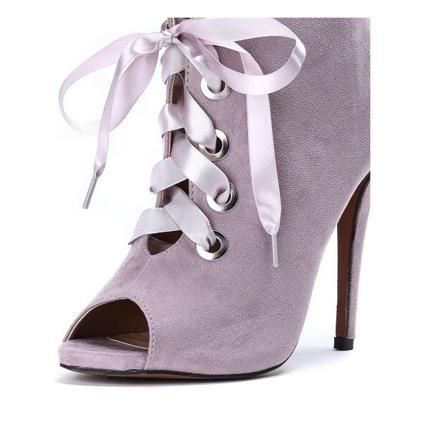 Fioletowe botki na szpilce z odkrytym noskiem Willow - Obuwie