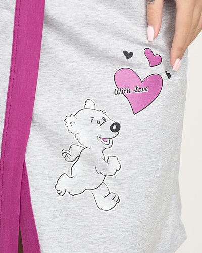 Halat de baie gri cu inserții roz închis - Îmbrăcăminte