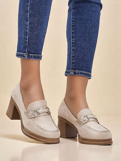 Royalfashion Mocasini cu toc gros pentru femei Apareus