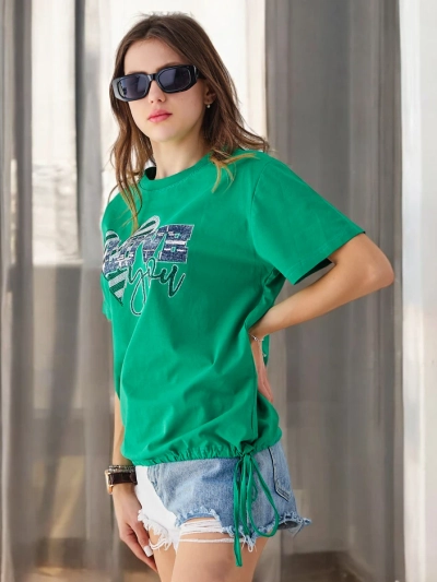 Royalfashion Tricou din bumbac pentru femei LOVE cu strasuri