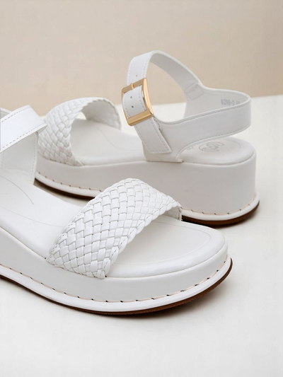 Sandale Royalfashion cu toc pentru femei, cu bareta împletită Fiolle