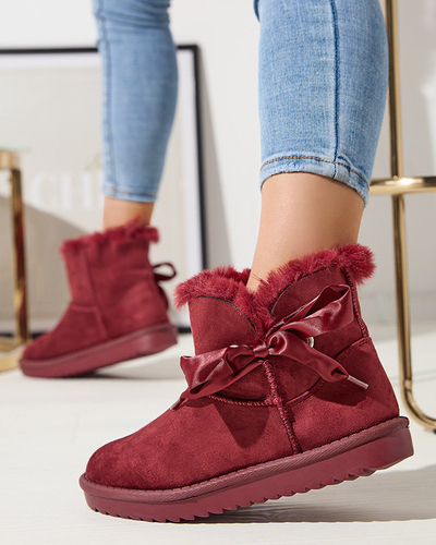 OUTLET Cizme de zăpadă de damă maro cu fundiță Rimms- Footwear