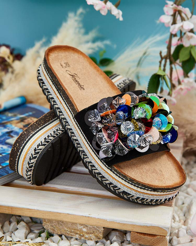 Royalfashion Șlapi de damă Loassa cu pietre prețioase