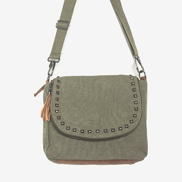 Damska torebka z ozdobami w kolorze khaki - Torebki