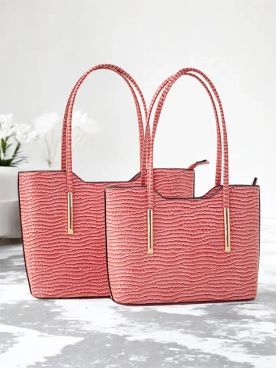 Royalfashion Geantă de mână din piele ecologică dublă cu embossing