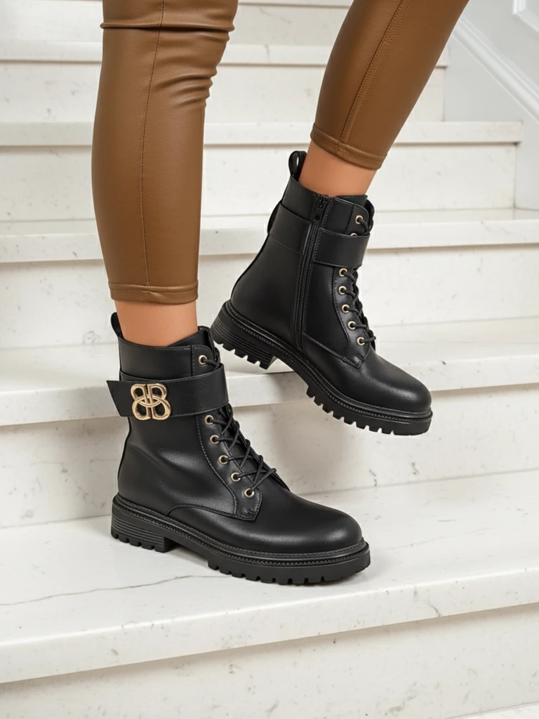 Skin Butiki Artemisia Nero wit rawnd nuz, zip ɛn gold tin