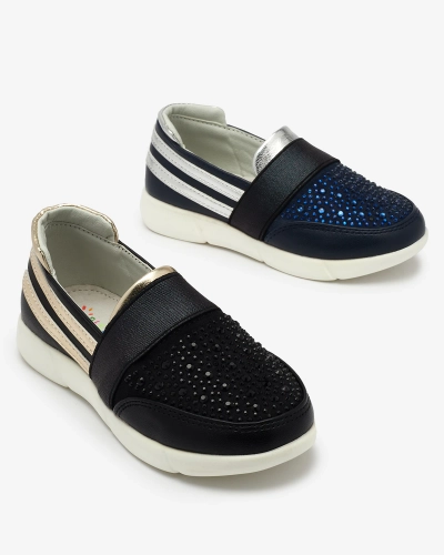 OUTLET Royalfashion Adidași slip-on pentru copii de culoare bleumarin-negru Ciarala