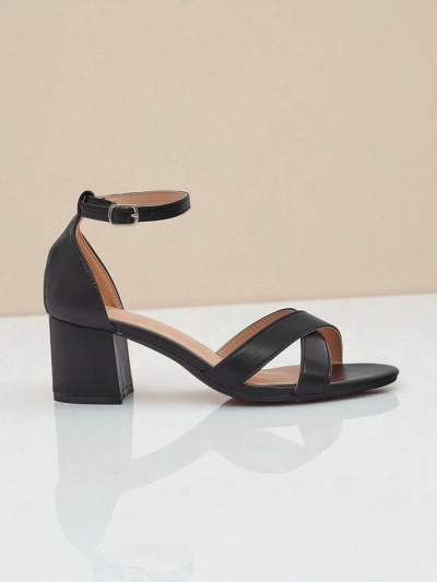 Royalfashion Sandale cu toc gros pentru femei Eleganza Strap