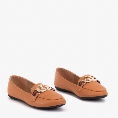Mocasini de dama cu decor camel Meneris - Incaltaminte