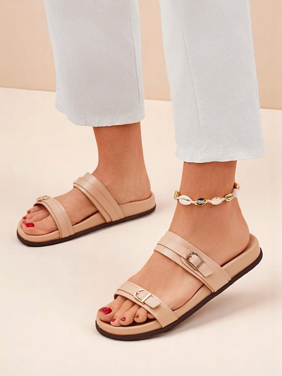 Royalfashion Papuci de damă din piele ecologică EcoTwins Slides