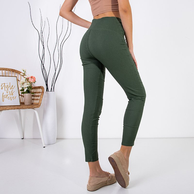 Leggings pentru femei cu nasturi verde închis - Îmbrăcăminte