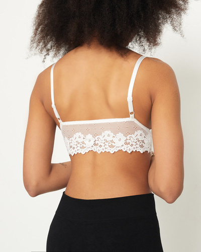 Sutien bralette de damă alb din dantelă - Lenjerie intima