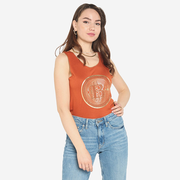 Top dama cu imprimeu camel auriu - Imbracaminte