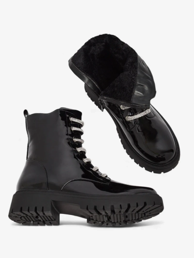 Botine de damă lăcuite cu șireturi Velmini