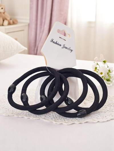 Royalfashion Set de 5 elastice de păr negre Nerov
