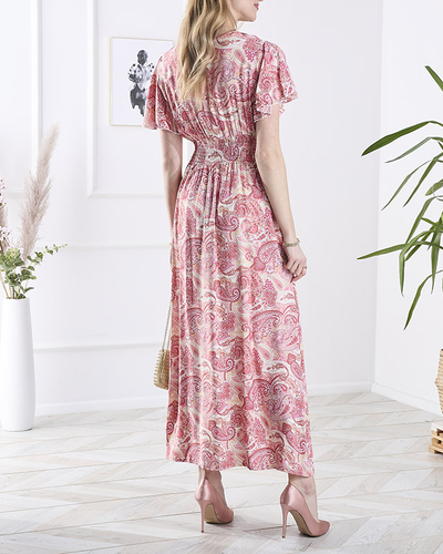 Rochie midi roz cu model pentru femei Îmbrăcăminte