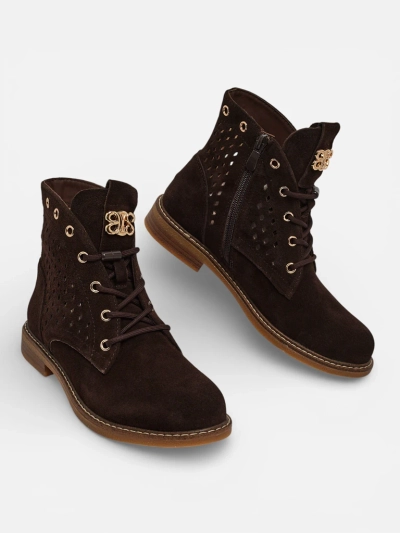 Ażurowe botki damskie ze skóry naturalnej Aurelias