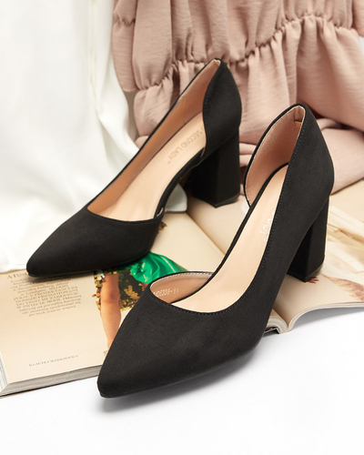 OUTLET Pantofi negri de damă cu tijă din piele ecologică Lerita - Încălțăminte