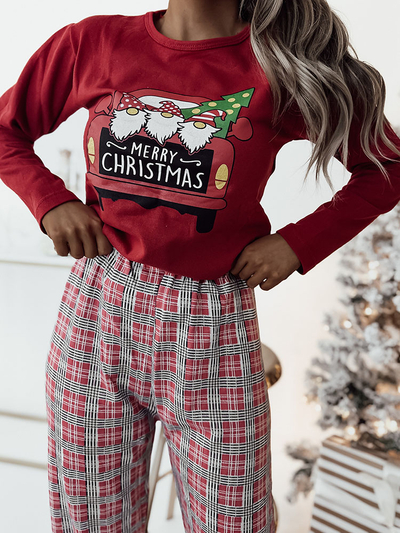 Royalfashion Red Christmas pijama de 2 piese pentru femei