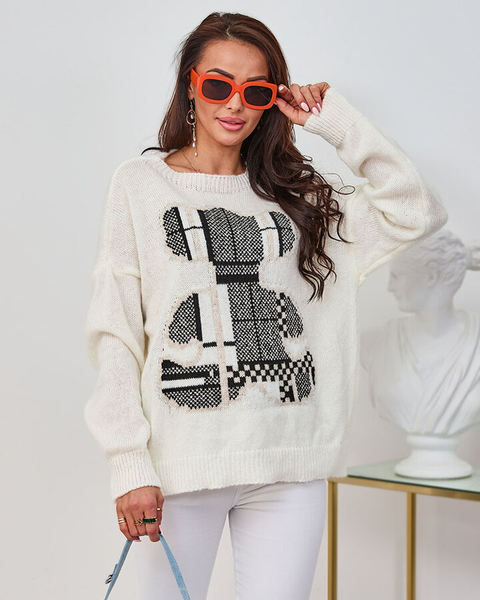 Royalfashion Cream Pulover ursuleț de pluș pentru femei